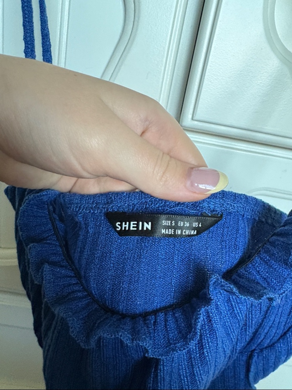 Shein Blue Ribbed Cropped Cami Top - Picture 4 of 4